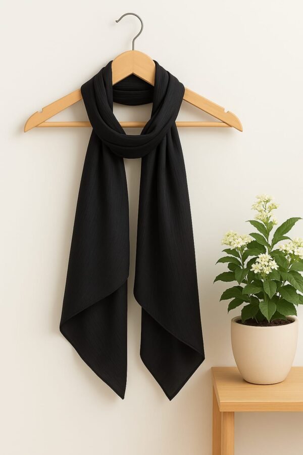 Crinkle Silk Scarf - Black