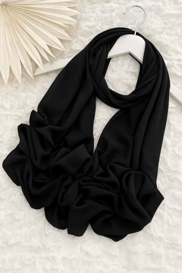 Georgette Chiffon Scarf - Black