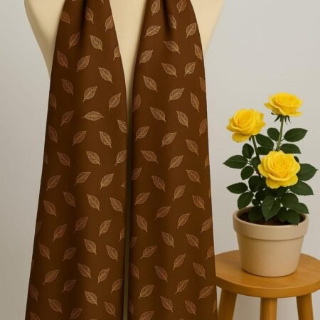 Foil Floral Print Scarf - C Brown