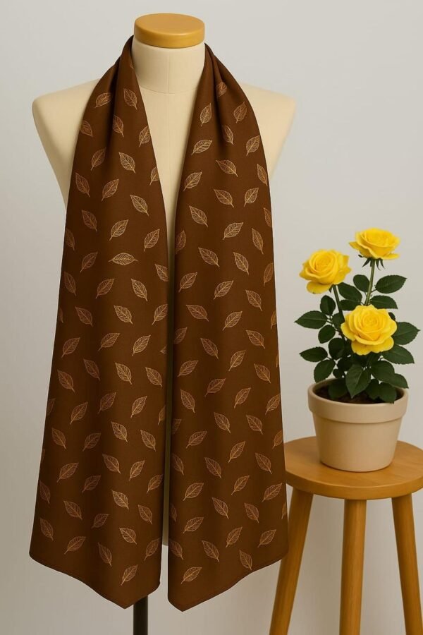 Foil Floral Print Scarf - C Brown