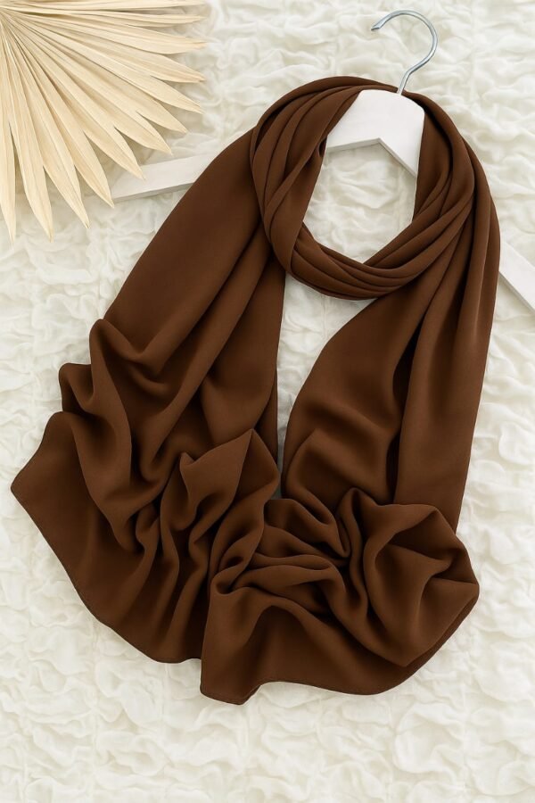 Georgette Chiffon Scarf - Coffee Brown