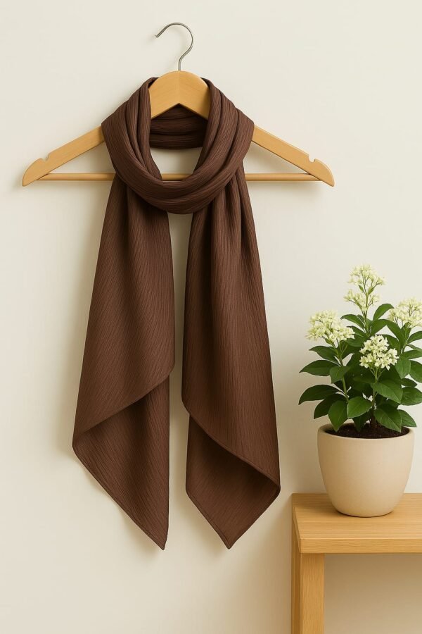 Crinkle Silk Scarf - Cofee Brown