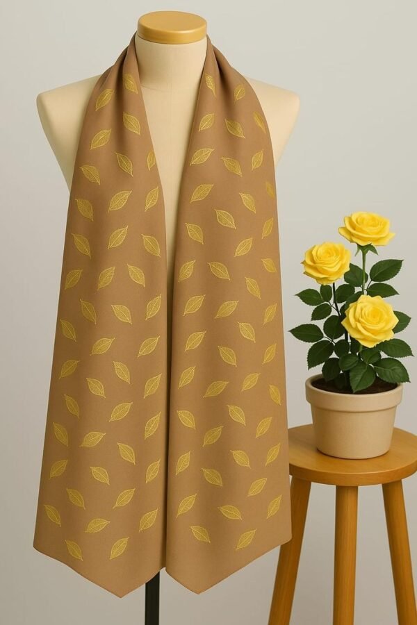 Foil Floral Print Scarf - D Brown