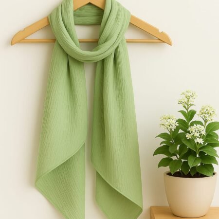 Crinkle Silk Scarf - Light Green