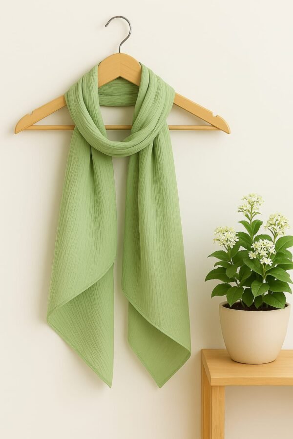 Crinkle Silk Scarf - Light Green