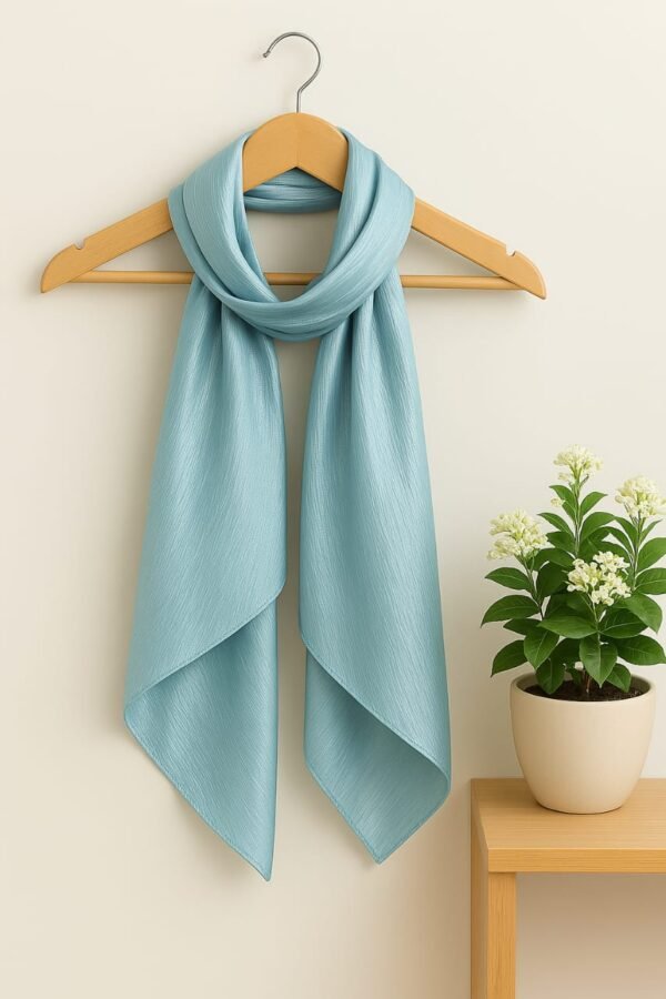 Crinkle Silk Scarf - Light Mint Blue
