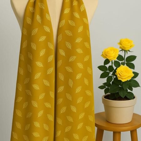 Foil Floral Print Scarf - Mustard