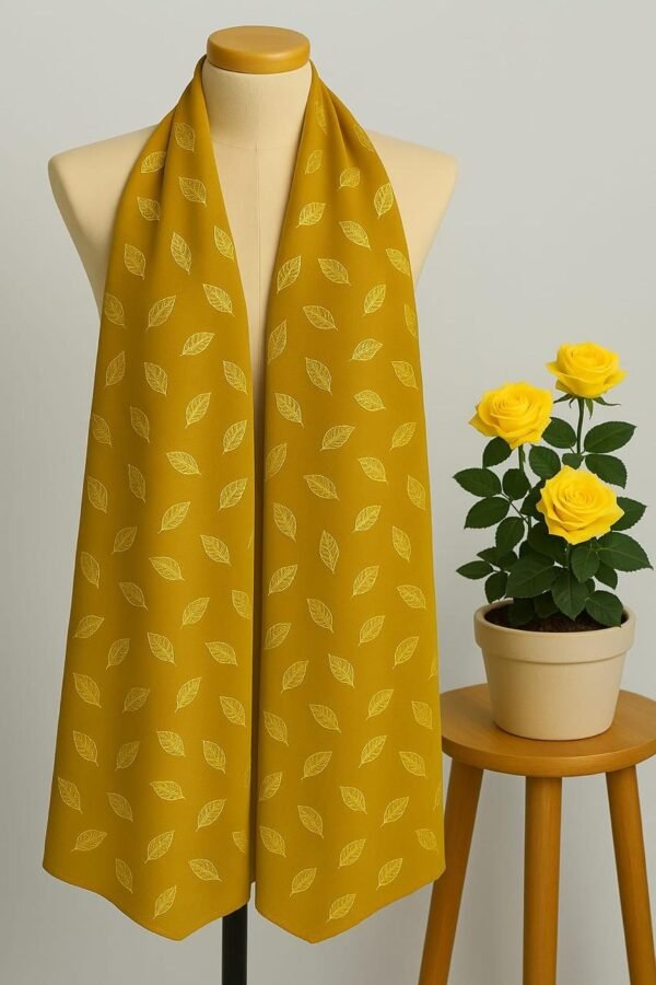Foil Floral Print Scarf - Mustard