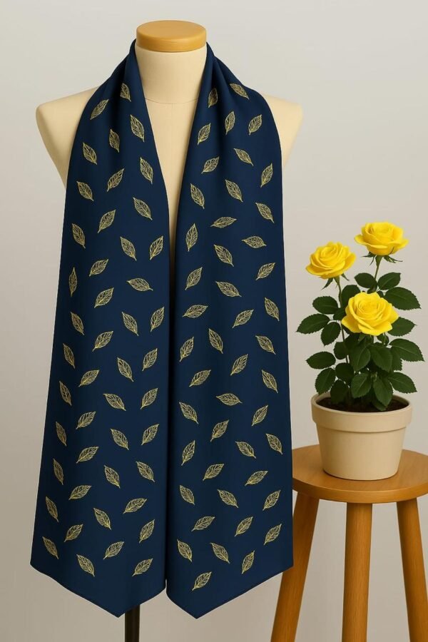 Foil Floral Print Scarf - Navy Blue