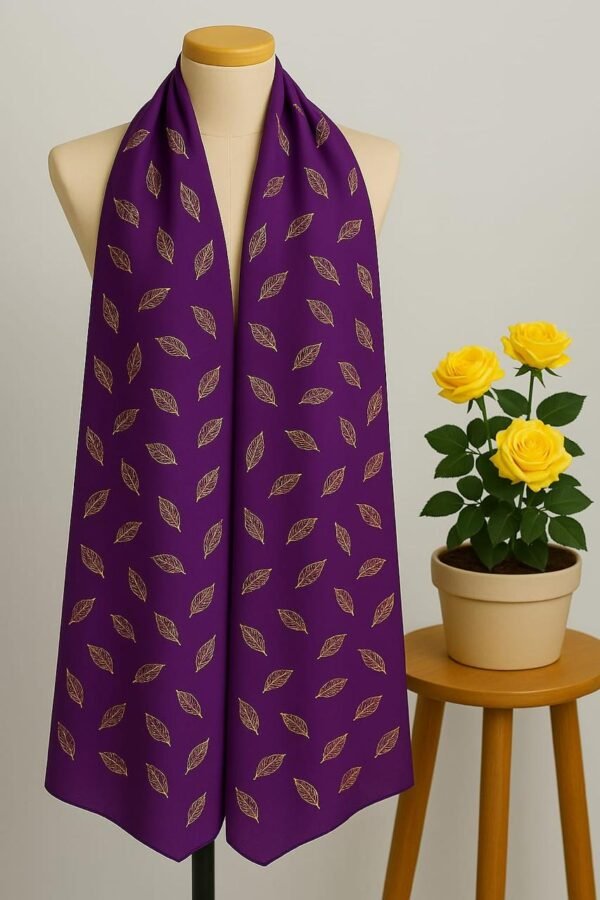 Foil Floral Print Scarf - Purple