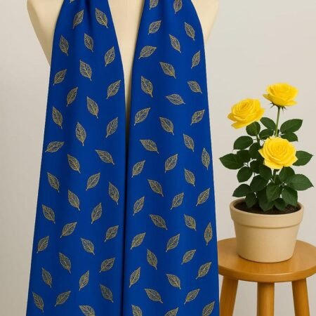 Foil Floral Print Scarf - R Blue