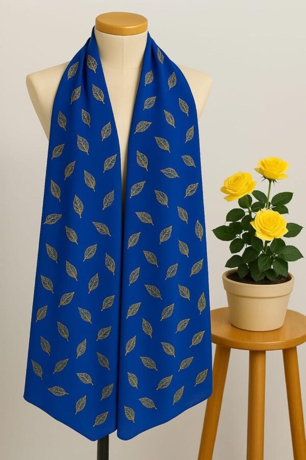 Foil Floral Print Scarf - R Blue