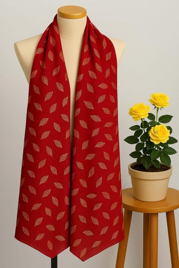 Foil Floral Print Scarf - Red