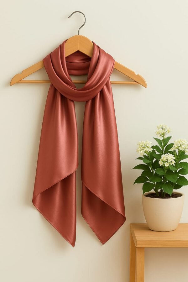 Crinkle Silk Scarf - Rusty Rose
