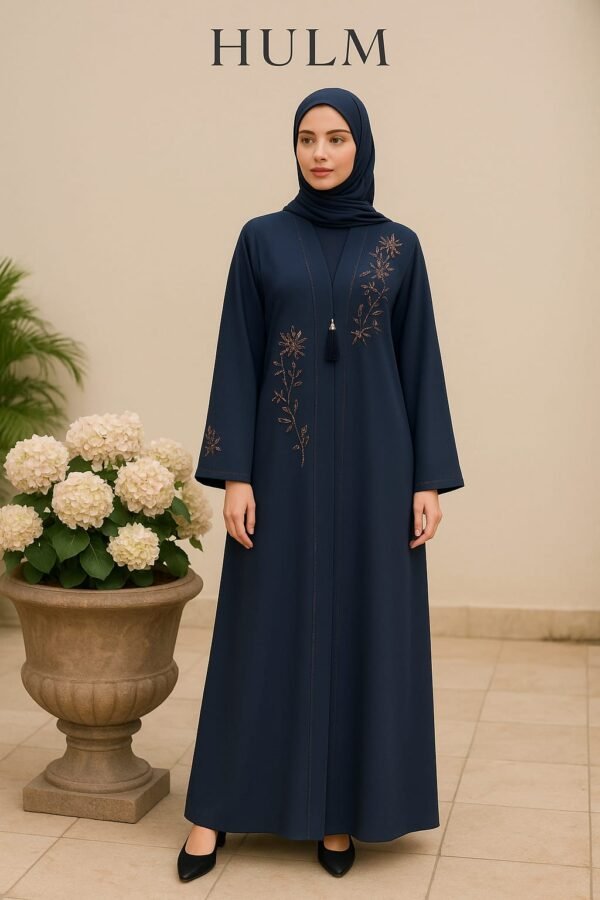 Embroidered Abaya - Blue