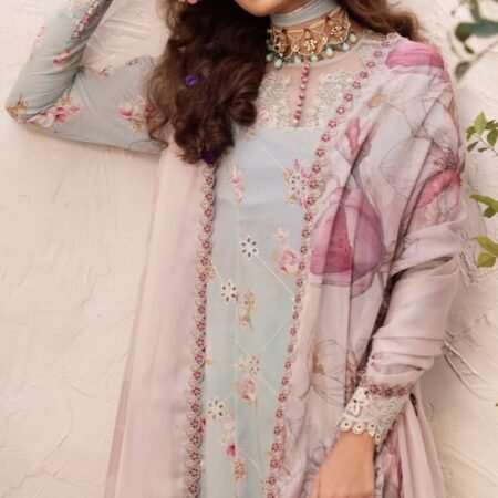 Iznik 3 Piece Embroidered Lawn Suit - Pink