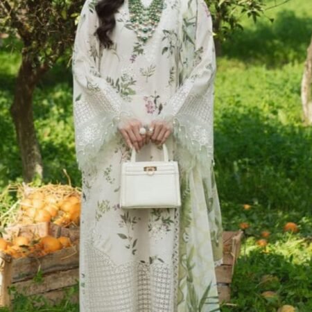 Sardinia 3 Piece Unstitched lawn Suit - White