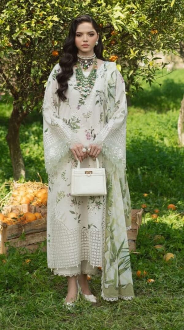 Sardinia 3 Piece Unstitched lawn Suit - White