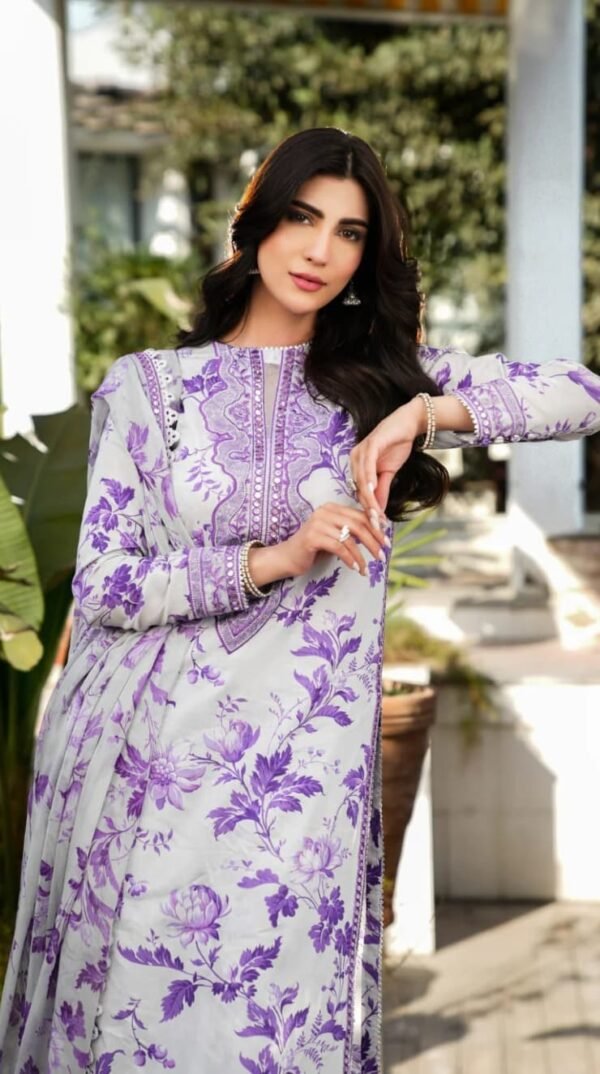 Maria B 3 Piece Unstitched Lawn Suit - Purple