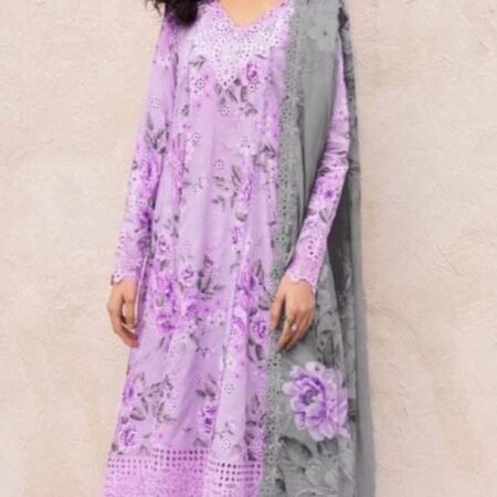 Iznik 3 3 Piece Unstitched Lawn Suit - Purple