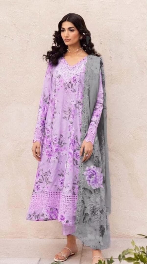 Iznik 3 3 Piece Unstitched Lawn Suit - Purple