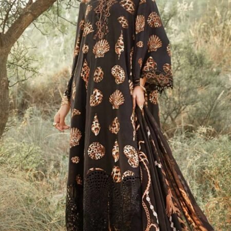 Maria B 3 piece Embroidered Lawn Suit - Black